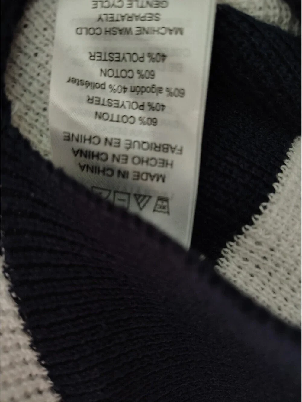 Michael Kors Women's Navy and White Striped Hooded Sweater L